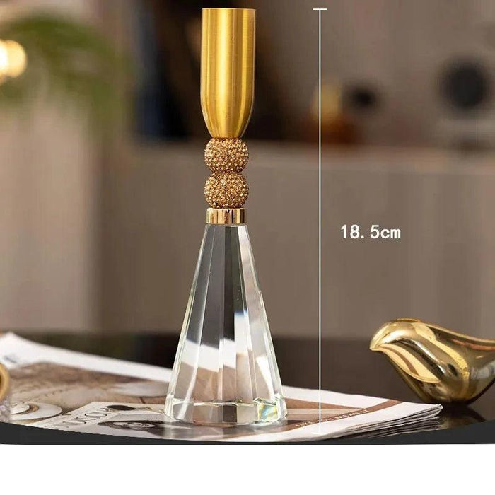 Glistening Golden Lotus Candle Stand with Crystal Floral Details - Exquisite Wedding Centerpiece