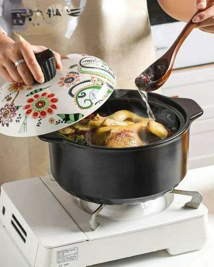 Artisan Japanese Ceramic Stew Pot with Artistic Design and Ample Capacity