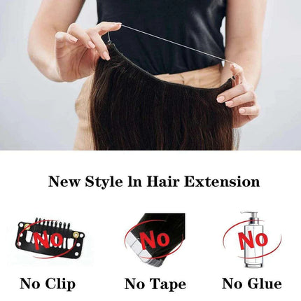 Blonde and Black Halo Hair Extensions for Effortless Volume and Length Boost
