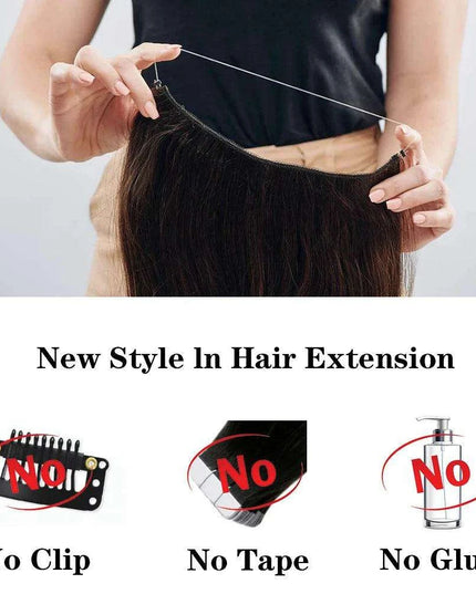 Blonde and Black Halo Hair Extensions for Effortless Volume and Length Boost