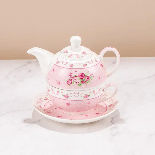 Vintage Floral Porcelain Tea Set with Shabby Chic Design