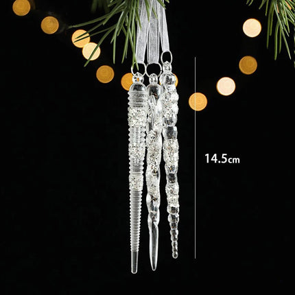 Transparent Acrylic Ice Crystal Tree Pendant – Christmas Ornament