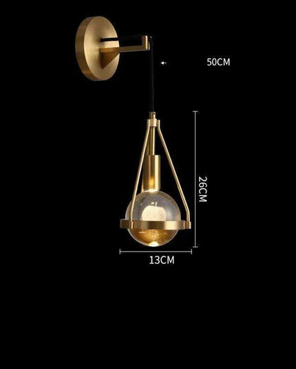 Luxurious Copper Finish Crystal Water Droplet LED Wall Light - Nordic Modern Design