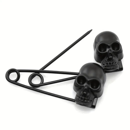 ZX Jewellery Black Matte Skull Brooch - Versatile Gothic Decoration