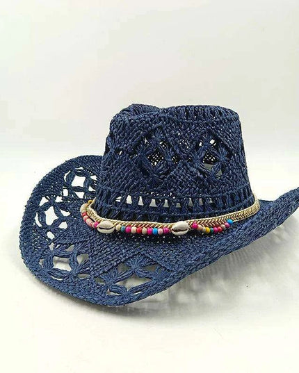 Handcrafted Unisex Denim Straw Cowboy Hat for Ultimate Summer Sun Protection