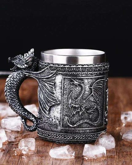 Skull Knight Tankard: Stainless Steel Resin Beer Stein - Viking Halloween Decor for Tea Pub