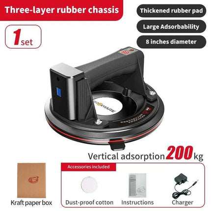 Industrial-Grade Electric Vacuum Suction Cup with 4000mAh Battery and 200kg Load Capacity