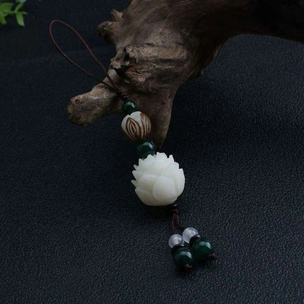 Bodhi Root Fortune Cat Paw Keychain - Traditional Chinese Lucky Amulet