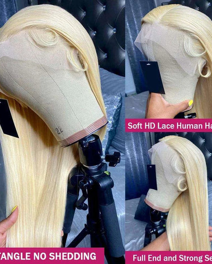Blonde 613 Luxe Human Hair Lace Front Wig - Elegant and Timeless Hairpiece