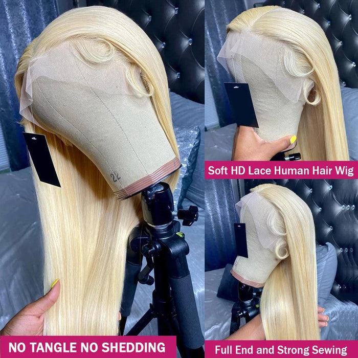 Blonde 613 Luxe Human Hair Lace Front Wig - Elegant and Timeless Hairpiece
