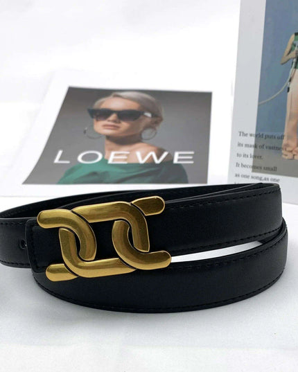 Chic Women's Leather Waist Belt with Modern Buckle Design | Fashionable Korean Trend