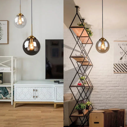 Glass Pendant Lamp — Amber, Smoke Gray & Clear, E27, 1 or 3 Light