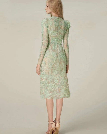 Lace and Sequin Slim-Fit Evening Gown for Women