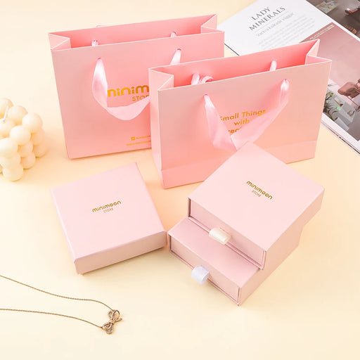 Luxurious Pink Custom Jewelry Packaging Set with Personalized Logo - 500pcs/Lot