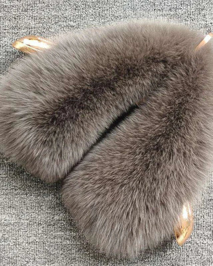 Luxury Fox Fur Winter Scarf with Versatile Detachable Collar - A Statement of Winter Elegance