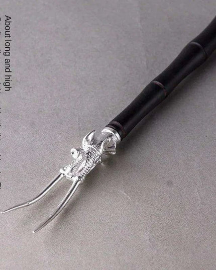 Elegant Japanese Copper Teapot Set with Silver Fork and Iron Stand