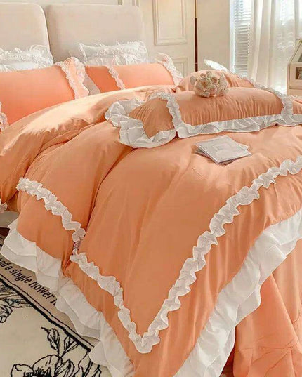 Kawaii Ruffle Lace Korean Princess Duvet Set