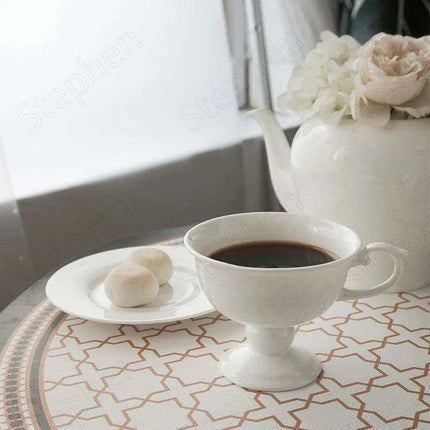 Elegant French Medieval Bone China Tea Cup and Saucer Set