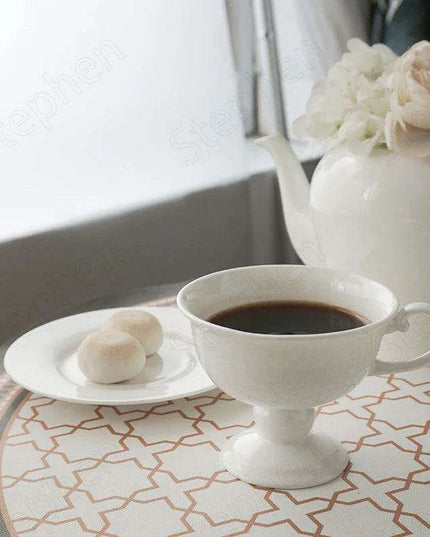 Elegant French Medieval Bone China Tea Cup and Saucer Set