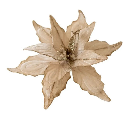 Artificial Glitter Christmas Flower Ornament, Assorted Styles & Colours