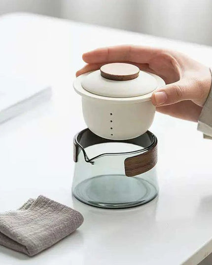 Zen Tea Ritual Travel Kit - Elegant Teapot, Cups, and Bowl Set for Tea Lovers on the Go