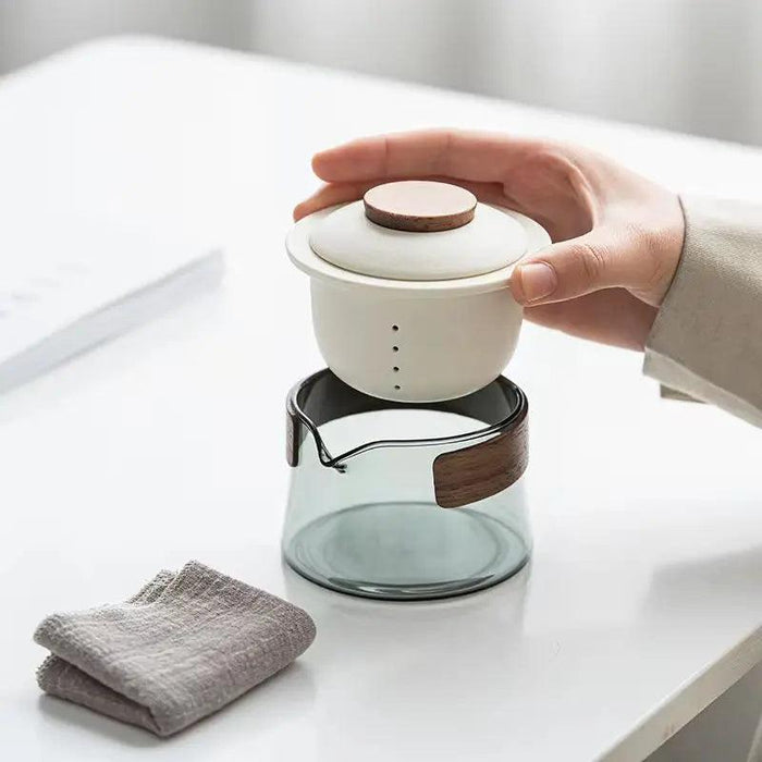 Zen Tea Ritual Travel Kit - Elegant Teapot, Cups, and Bowl Set for Tea Lovers on the Go