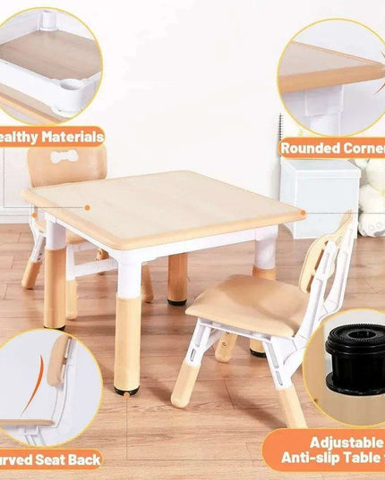 Adjustable Kids Art & Craft Table Set with Waterproof Clean Surface - Ideal for Ages 3-8