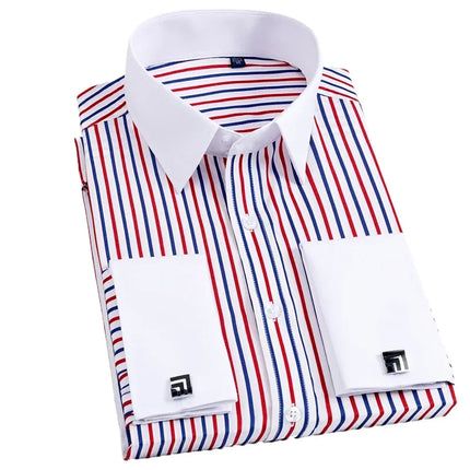 French Cuff Striped Dress Shirt — Slim Fit, Long Sleeve