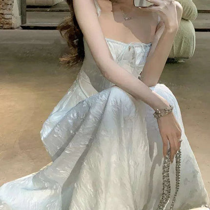 Elegant Vintage A-Line Spaghetti Strap Evening Dress for Women - Chic Square Neck Party Attire