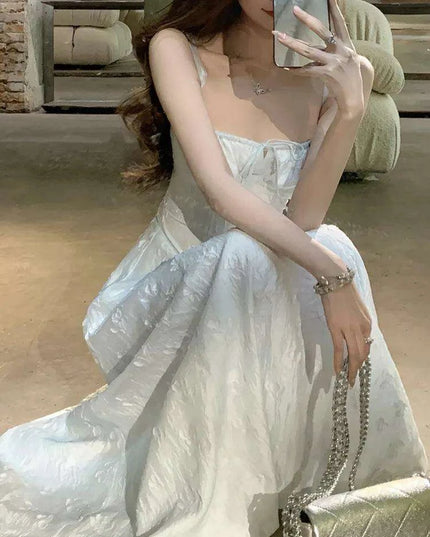 Elegant Vintage A-Line Spaghetti Strap Evening Dress for Women - Chic Square Neck Party Attire