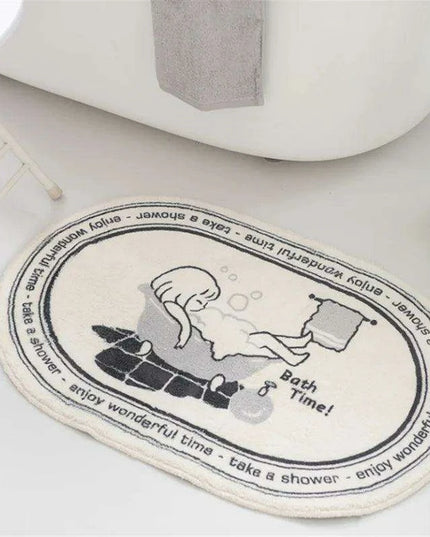Whimsical Cartoon Plush Bathroom Rug Set with Anti-Slip Backing