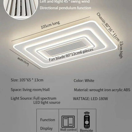 Sleek Bladeless Ceiling Fan with Integrated LED Lighting and Remote Control - Stylish Home Enhancement Solution