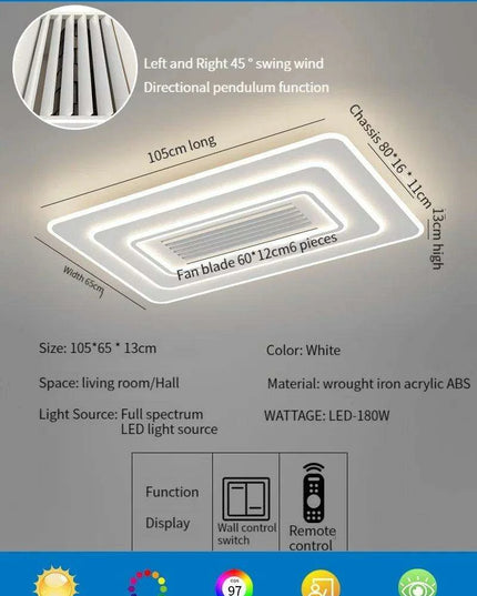 Sleek Bladeless Ceiling Fan with Integrated LED Lighting and Remote Control - Stylish Home Enhancement Solution