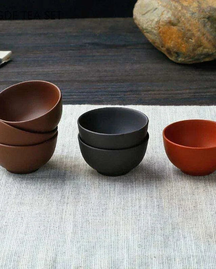 Exquisite Portable 8-Piece Handmade Yixing Purple Clay Teacup Set for Tea Lovers