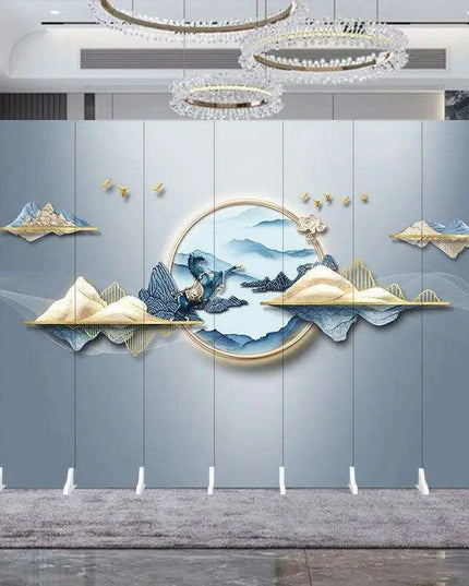 Contemporary Dual-Sided Mobile Folding Screen for Stylish Space Division