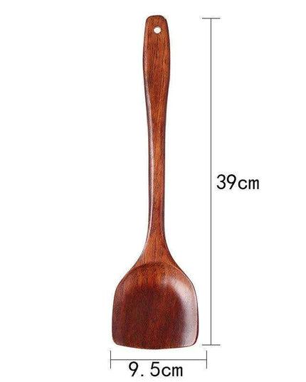 Eco-Friendly Sumac Bark Kitchen Utensils Set with Extended Spatula and Heat-Resistant Rice Scoop