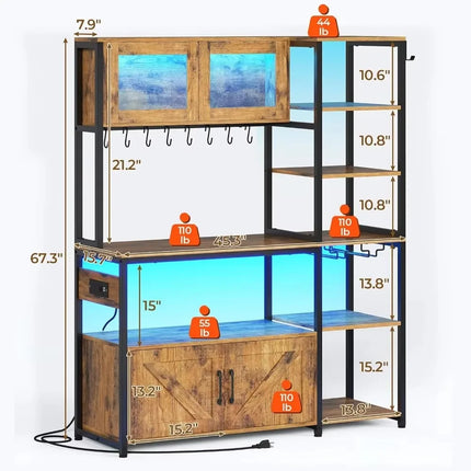 Everyday Wishes Farmhouse Coffee Bar Cabinet with Power Outlet & LED L