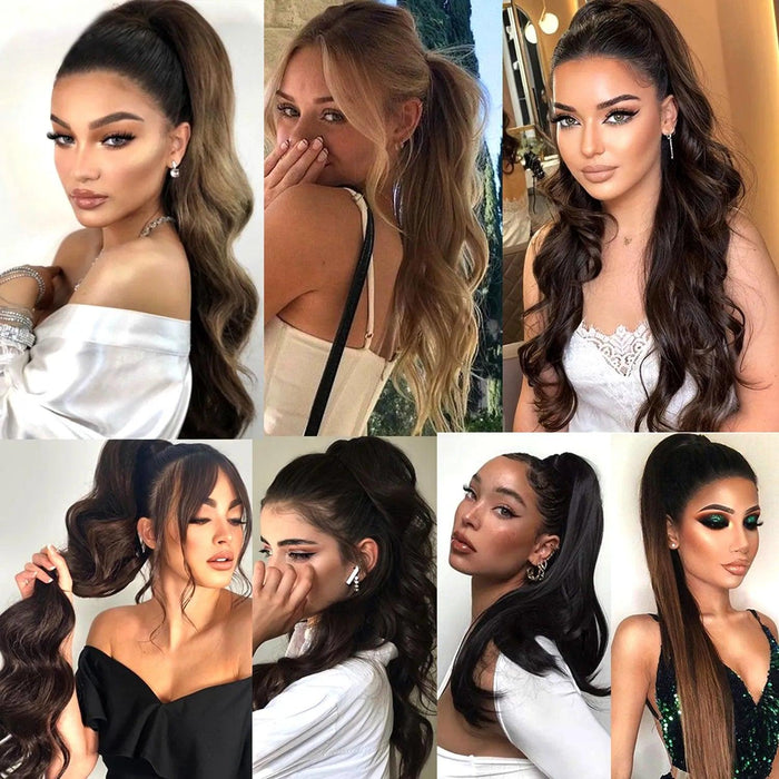 Elegant Length: 22-Inch Synthetic Hair Extensions for Instant Glamour