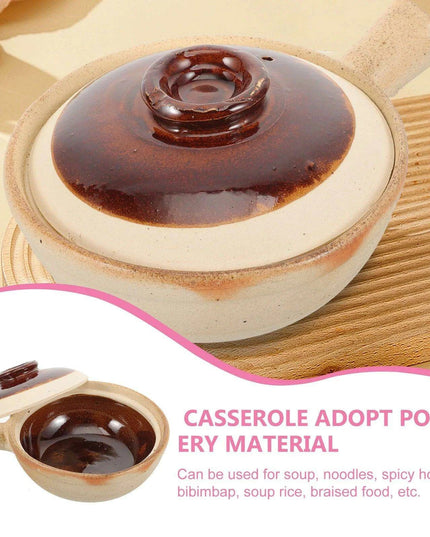 Rustic Charm Clay Casserole Pot - Versatile Earthenware Dish with Lid for Exquisite Home Cooking
