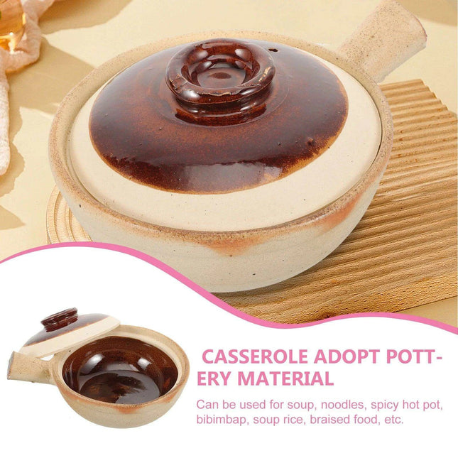 Rustic Charm Clay Casserole Pot - Versatile Earthenware Dish with Lid for Exquisite Home Cooking