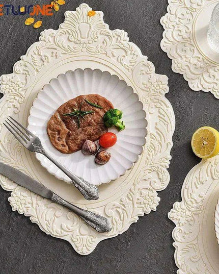 Elegant Embossed Flower Silicone Placemats - Enhance Your Dining Experience