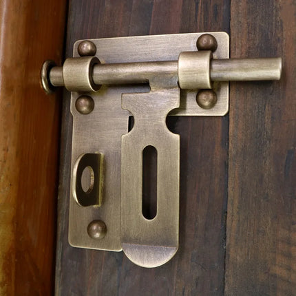 Antique Solid Brass Door Bolt Set Single Door Sliding Latch with Strike Plate & Keyhole Wooden Door Hardware for Furniture antique-solid-brass-door-bolt-set-single-door-sliding-latch-with-strike-plate-keyhole-wooden-door-hardware-for-furniture