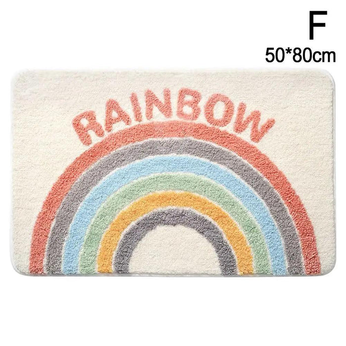 Rainbow Delight Bathroom Rug - Luxurious Faux Cashmere Mat with Anti-Slip Backing