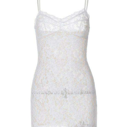 Seductive Lace Elegance Mini Dress with Unique Cut-Out Straps - Très Elite