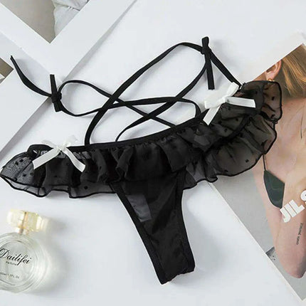 Seductive Lace Hollow Out JK Style Bandage Low Waist Panties for Women - Très Elite