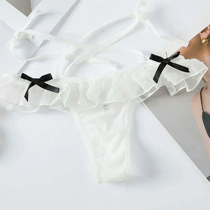 Seductive Lace Hollow Out JK Style Bandage Low Waist Panties for Women - Très Elite