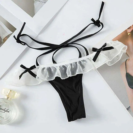 Seductive Lace Hollow Out JK Style Bandage Low Waist Panties for Women - Très Elite
