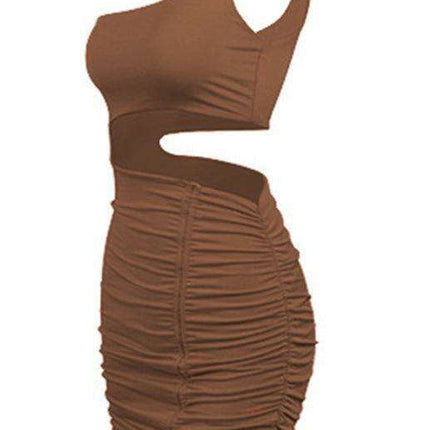 Seductive Lace-Up Bodycon Dress with Unique Hollowed Hip Details