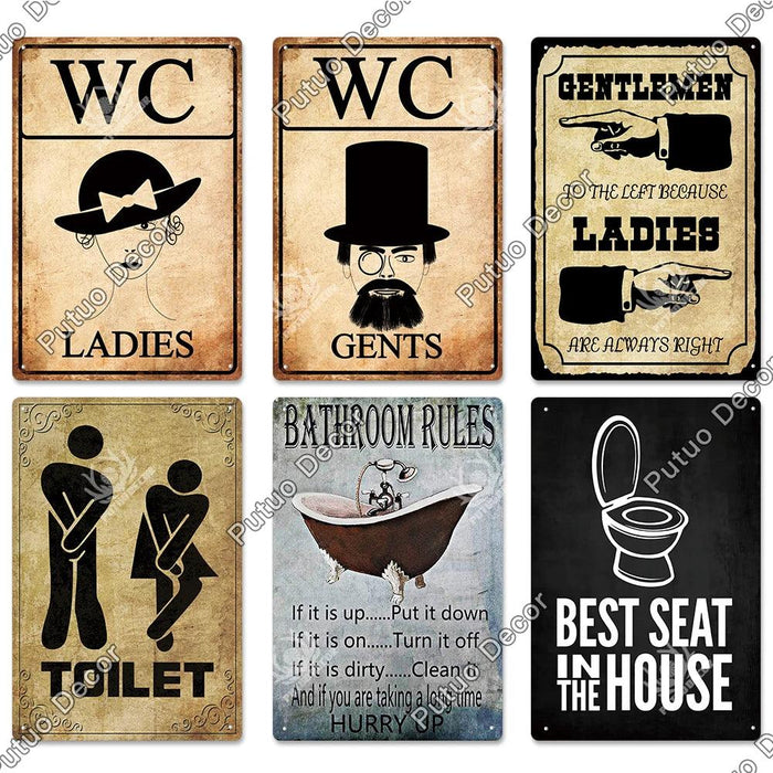 Vintage Charm Toilet Wall Art for Quirky Bathroom Decor