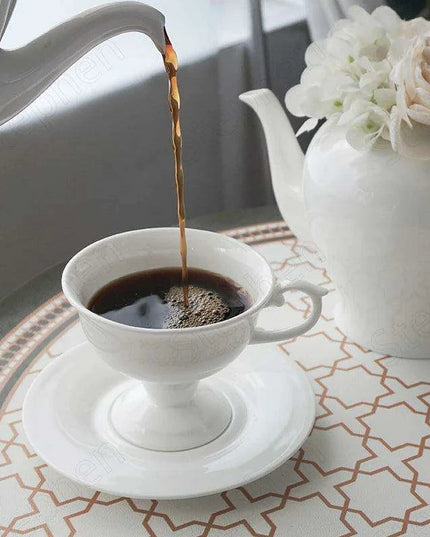 Elegant French Medieval Bone China Tea Cup and Saucer Set